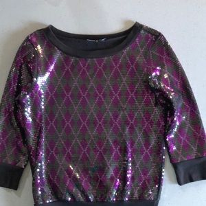 Shimmery purple, pink and grey sequined sweatshirt